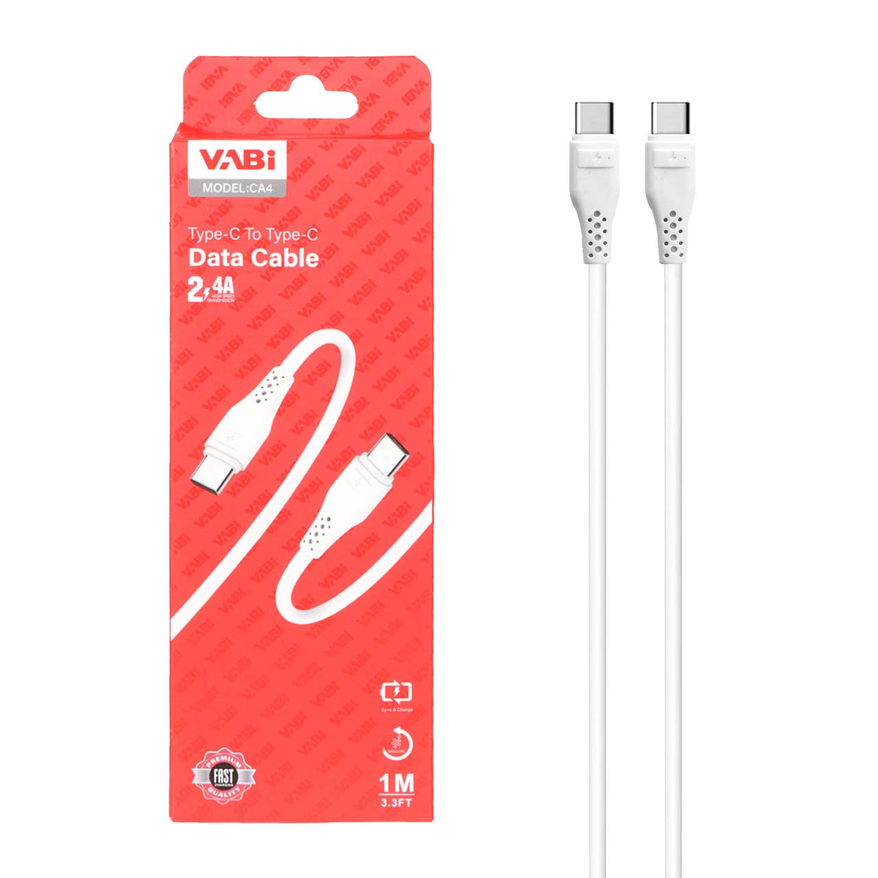 کابل شارژ فست VABI Type-C to Type-C مدل CA4 – سفید