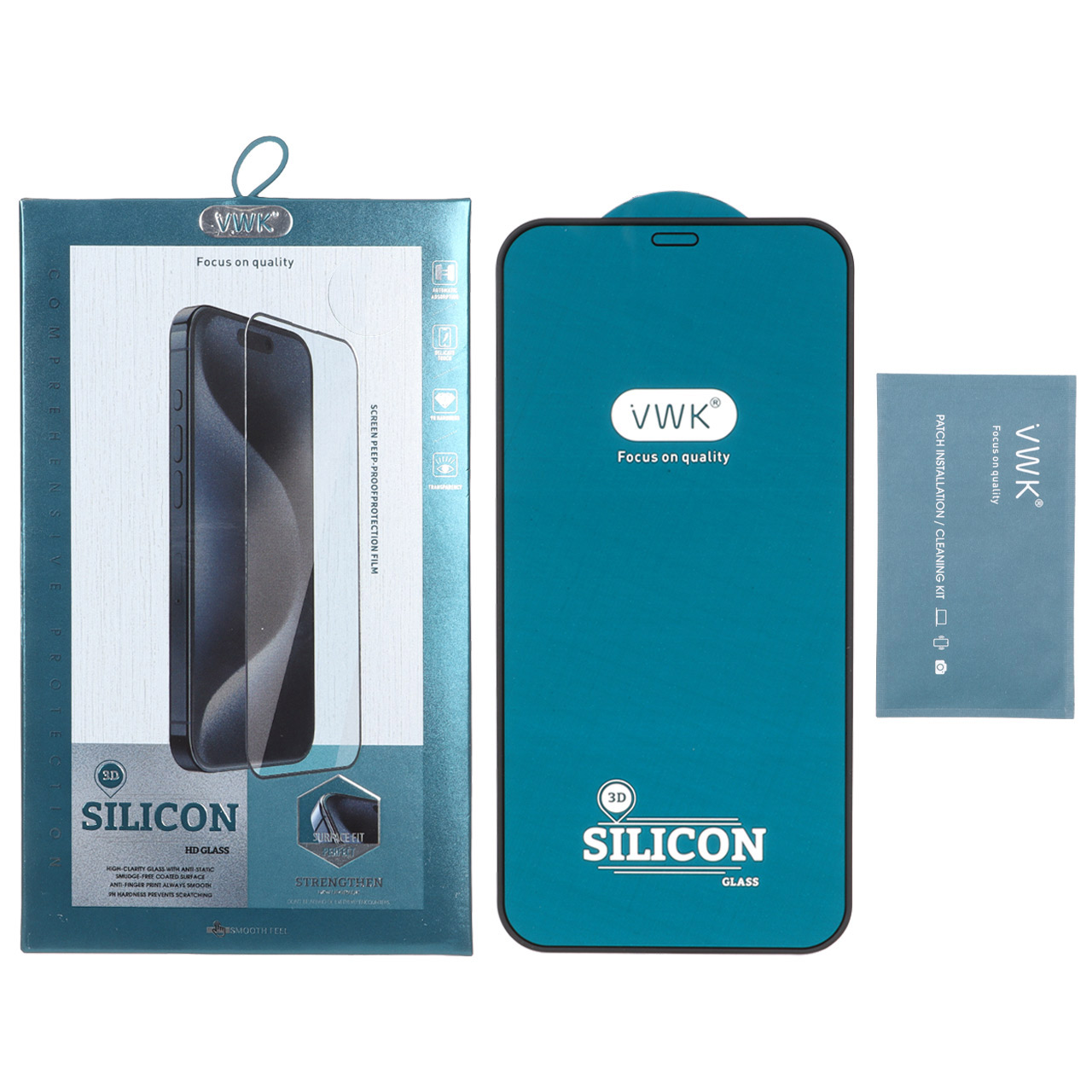 محافظ صفحه نمایش شیشه ای اورجینال VWK ایربگ سیلیکونی مدل Apple iPhone 12 / iPhone 12 Pro (پک دار)