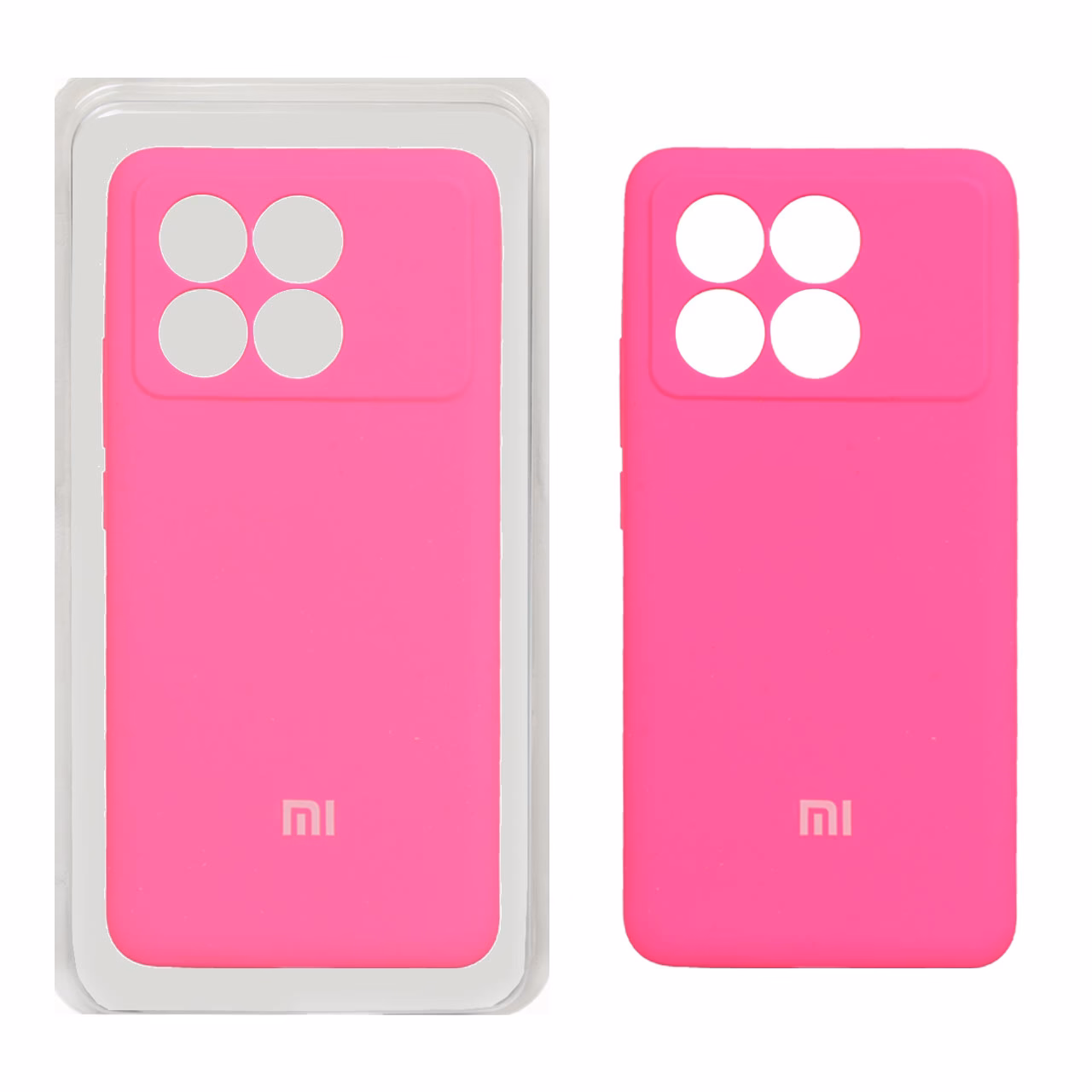 قاب سیلیکونی پاک کنی محافظ لنزدار اورجینال Xiaomi Poco X6 Pro 5G / Redmi K70E - صورتی فانتزی (پک اصلی)