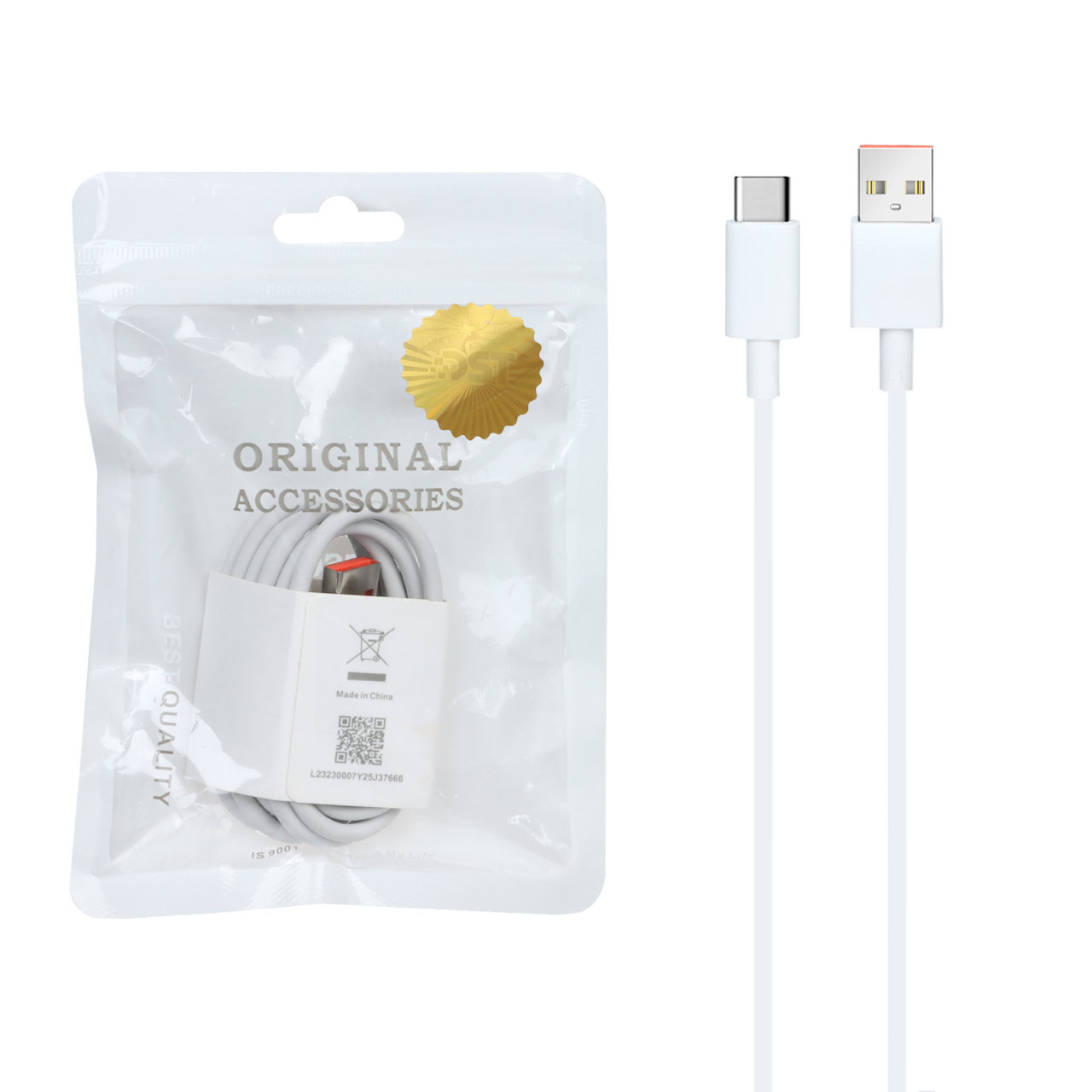 کابل شارژ سرکارتنی Xiaomi Type-C 45W – سفید – DST (گارانتی شش ماهه شرکتی)