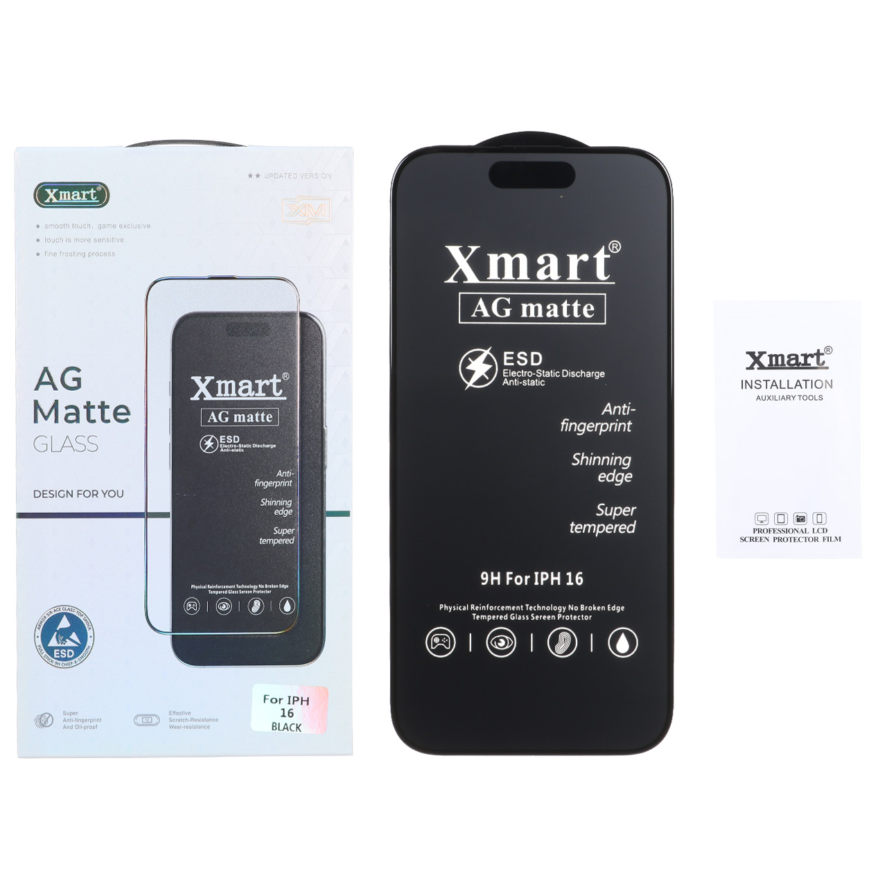 محافظ صفحه نمایش شیشه ای اورجینال XMART - AG matte ESD Anti Static مدل Apple iPhone 16 / iPhone 15 / iPhone 14 Pro (پک دار)