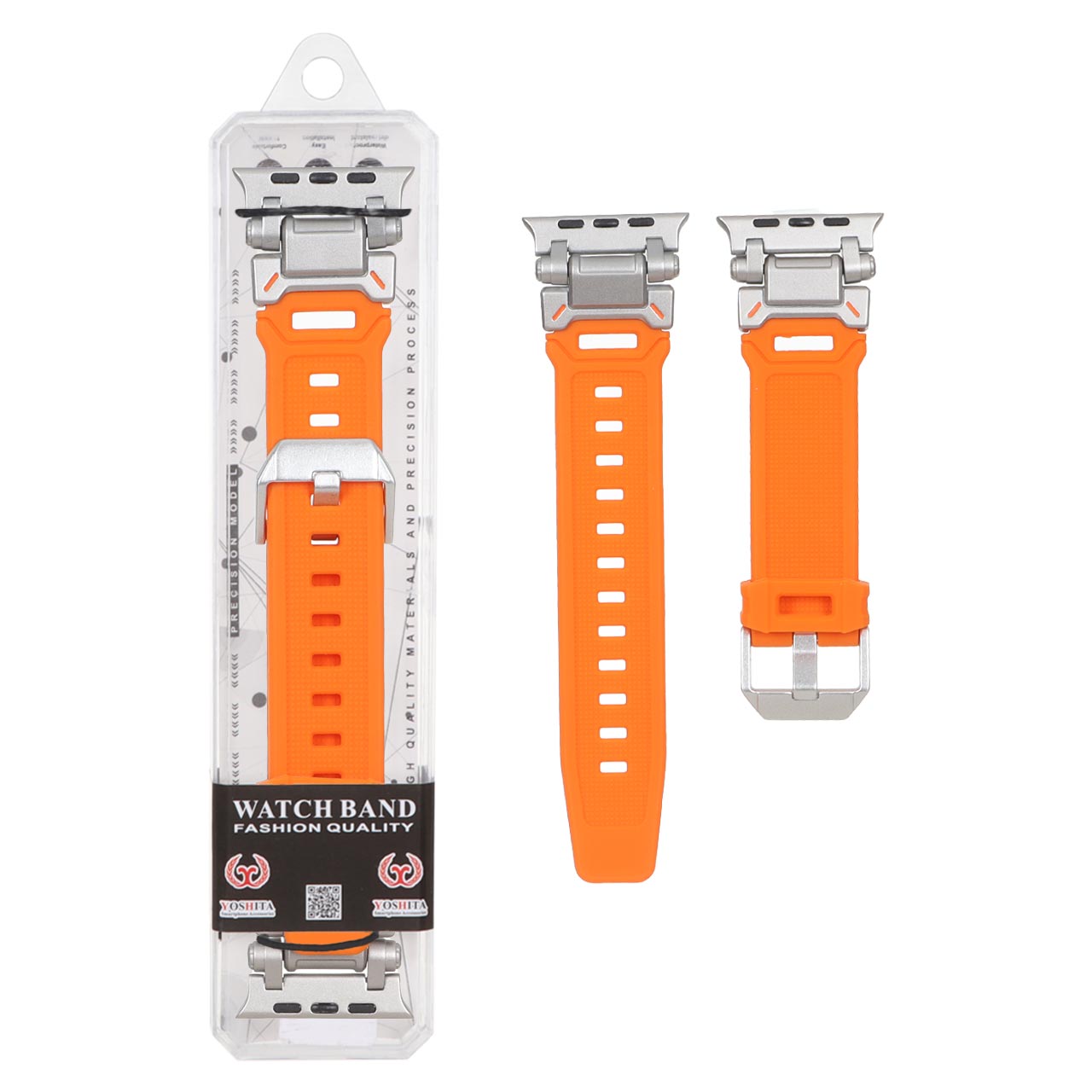 بند اپل واچ اورجینال Yoshita سیلیکونی Lock Metal سایز 42/44/45/46/49 میلیمتری - نارنجی (پک دار)