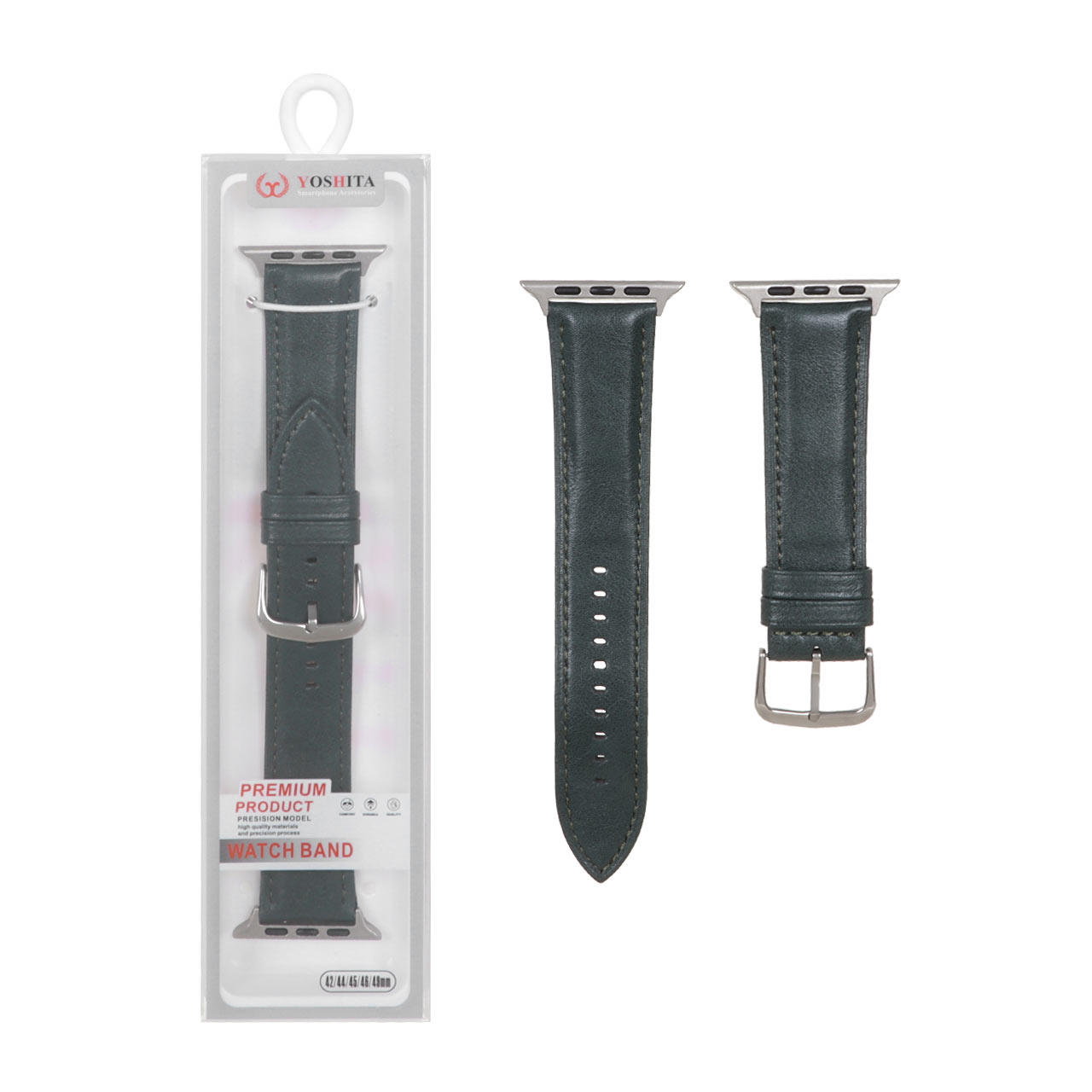 بند ساعت چرمی اورجینال Yoshita دور دوخت Ultra Sewing سایز 42/44/45/46/49 میلیمتری - سبز